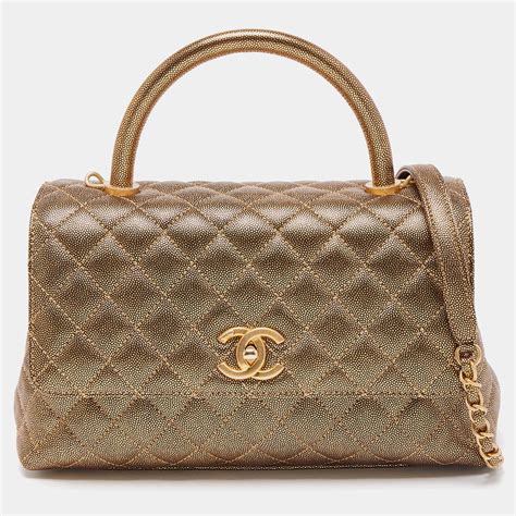 chanel caviar leather bag|CHANEL Caviar Quilted Small Coco Handle Flap Dark Brown .